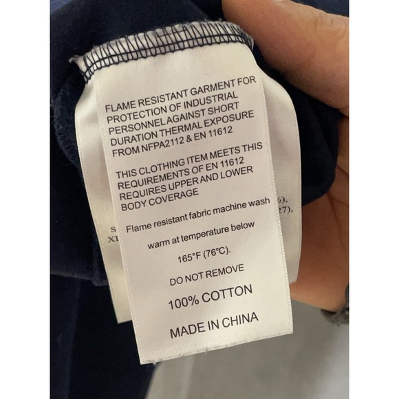 Konreco Shirt Men L Navy Flame Resistant FR Henley Long Sleeve Workwear Cat2 Tee - Picture 9 of 9